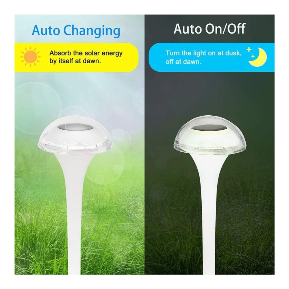 pearlstar Solar Mushroom Garden Lights 6-Pack, LED Pathway Outdoor Waterproof, C - Picture 3 of 7